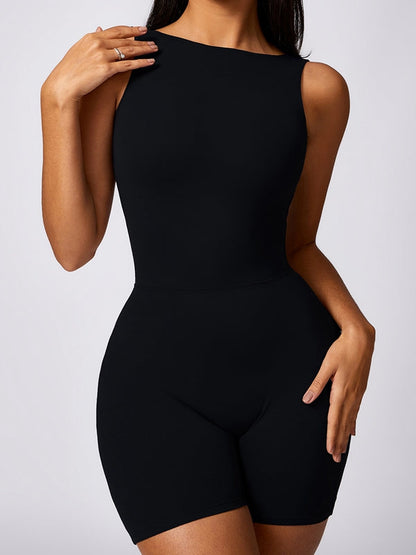 BUYCO Female Hollow Out U Back High-Support Ruched Back Romper