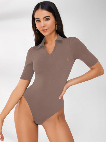 BUYCO Female Lapel Collar Bodysuit
