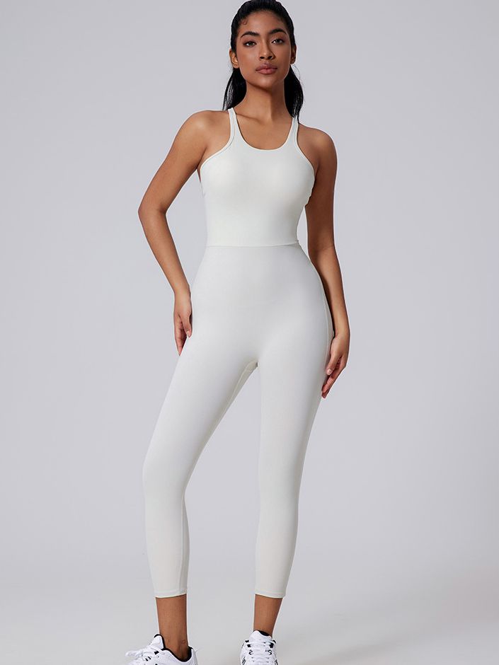 BUYCO Female V-shaped Cross Back U Collar Backless Hip-lift Jumpsuit
