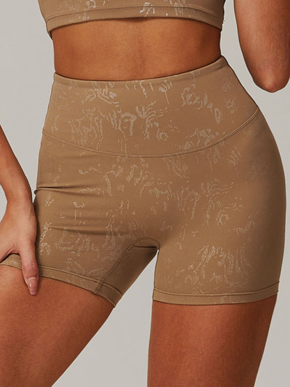 BUYCO Female High-rise Modern Stamping Print Quick Dry Ruched Back Fit Shorts