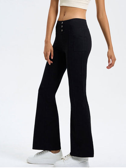 BUYCO Female Denim Pocket Button Flare Leggings