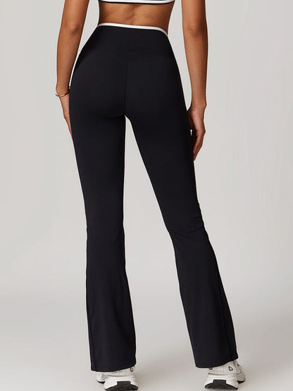 BUYCO Female Contrast Color V-shape Waist Flare Leggings