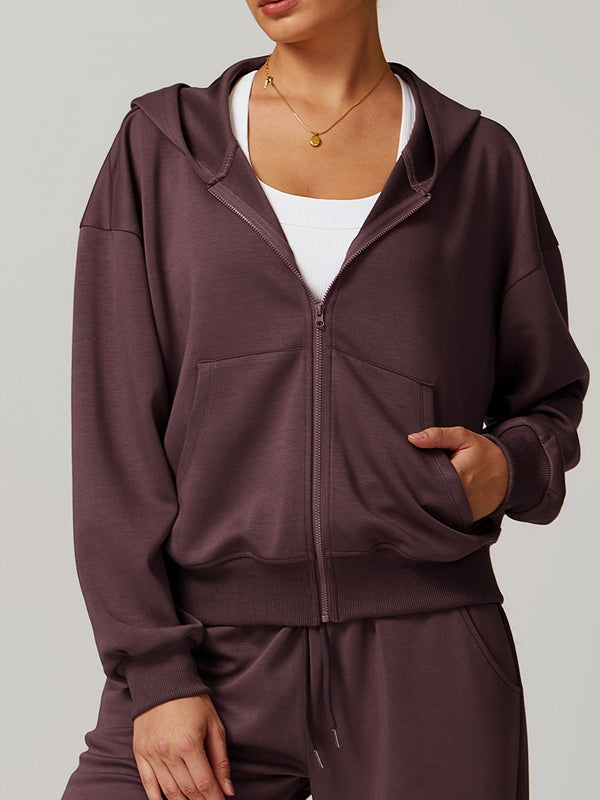 BUYCO Female Pocket Zipper Casual Hoodie
