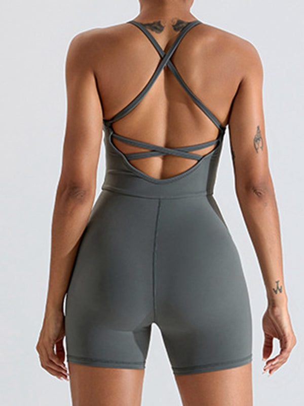 BUYCO Female Fitted Cross Back Hip-lift Romper