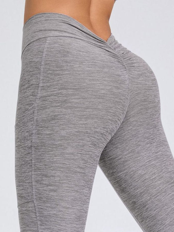 BUYCO Female Deep V Back Pocket Ruched Back Leggings