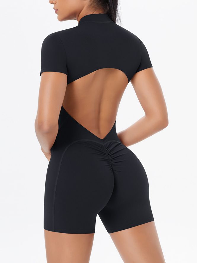 BUYCO Female Hollow Out Backless Ruched Back Push Up Design Romper