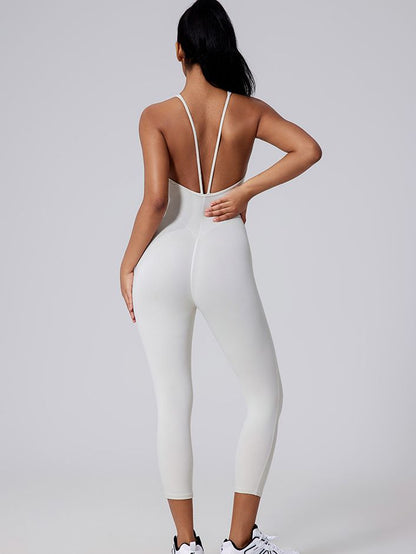 BUYCO Female V-shaped Cross Back U Collar Backless Hip-lift Jumpsuit