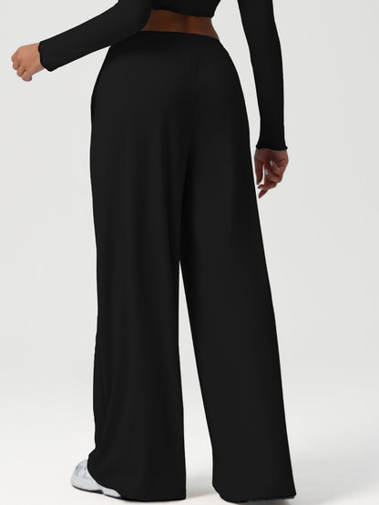 BUYCO Female Drawstring Pocket Solid Color Casual Pants