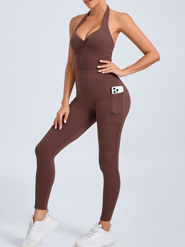 BUYCO Female Front Folds Backless Pocket Jumpsuit