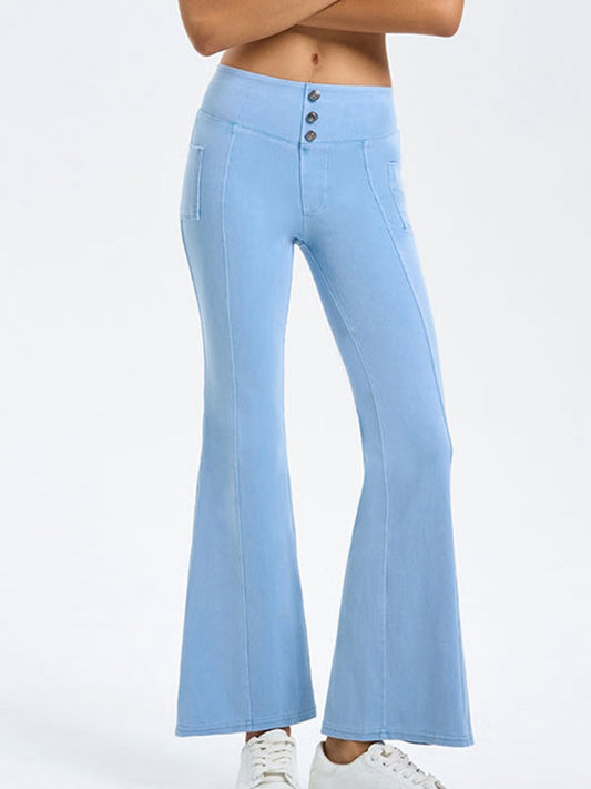 BUYCO Female Denim Pocket Button Flare Leggings