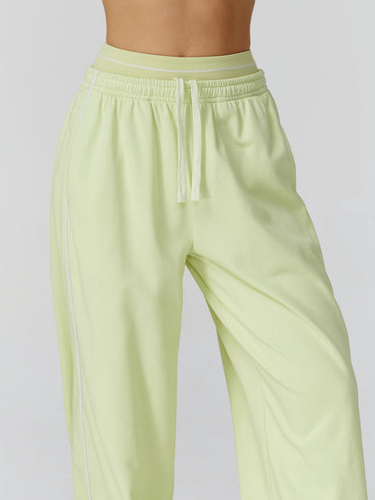 BUYCO Female Casual Loose Contrast Color Stripe High-rise Pants