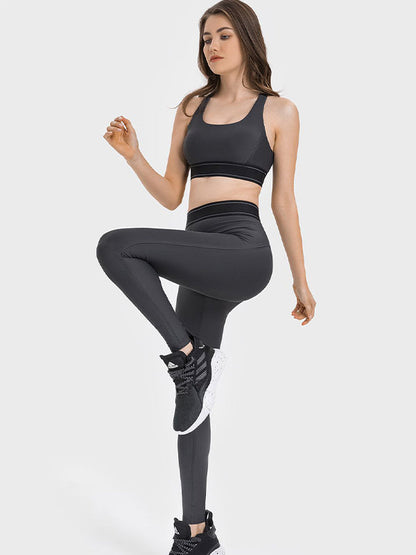 BUYCO Female Contrast Color Push Up Design Elastic Tight Shockproof Tracksuit