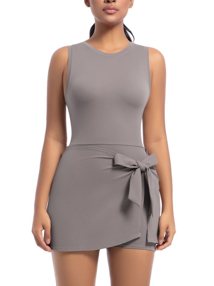 BUYCO Female Solid Color 2 in 1 Design Quick-dry Dress
