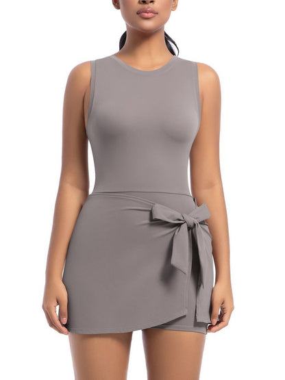 BUYCO Female Solid Color 2 in 1 Design Quick-dry Dress