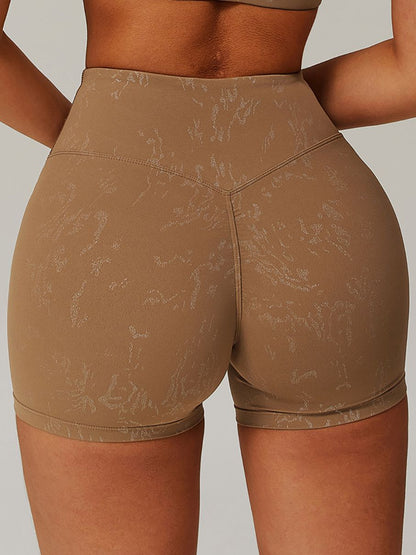 BUYCO Female High-rise Modern Stamping Print Quick Dry Ruched Back Fit Shorts