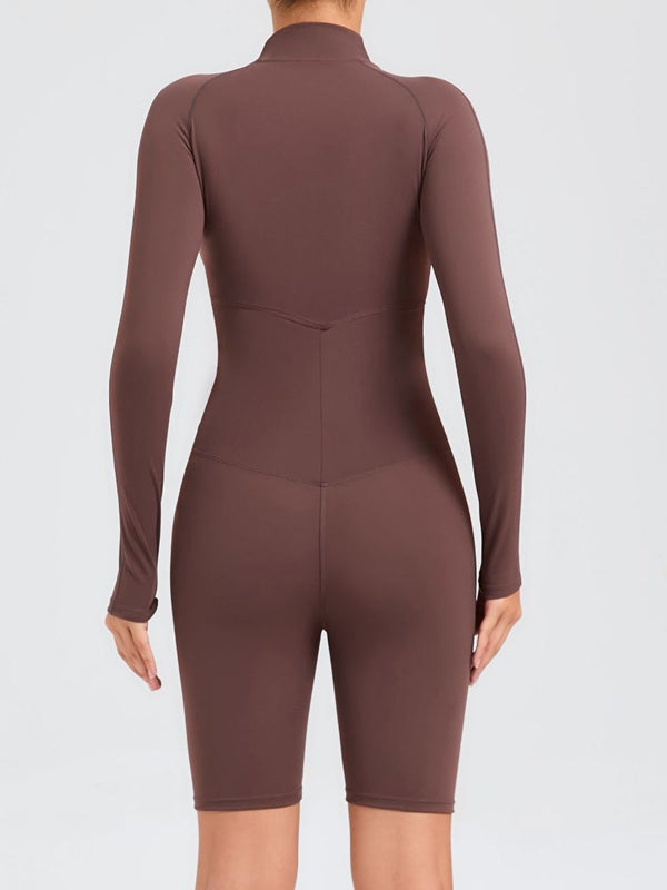 BUYCO Female Zipper Stand Collar Long-Sleeved Jumpsuit