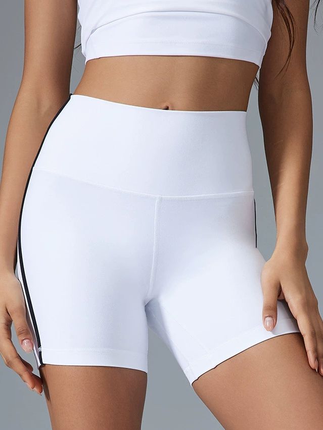 BUYCO Female V-neck Contrast Color Stripes with Chest Pads High-rise Push Up Design Short Tracksuit