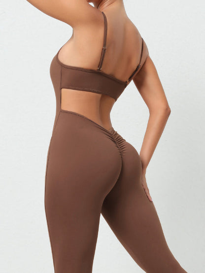 BUYCO Female Hollow Out U-collar Ruched Back Romper