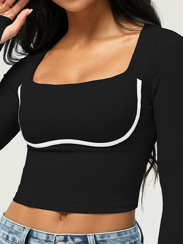BUYCO Female Square Collar with Chest Pads Thumbholes Long Sleeves