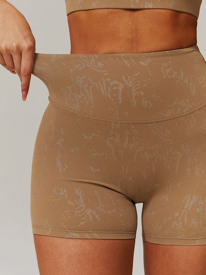 BUYCO Female High-rise Modern Stamping Print Quick Dry Ruched Back Fit Shorts