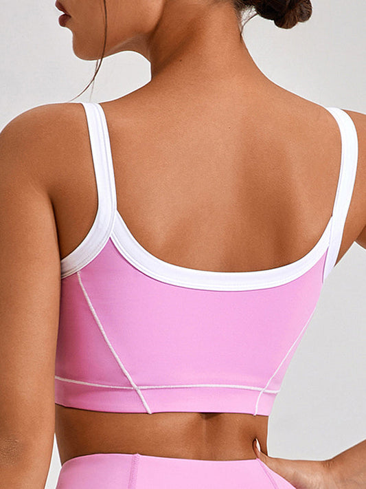BUYCO Female Contrast Color Shockproof U Collar Sports Bras