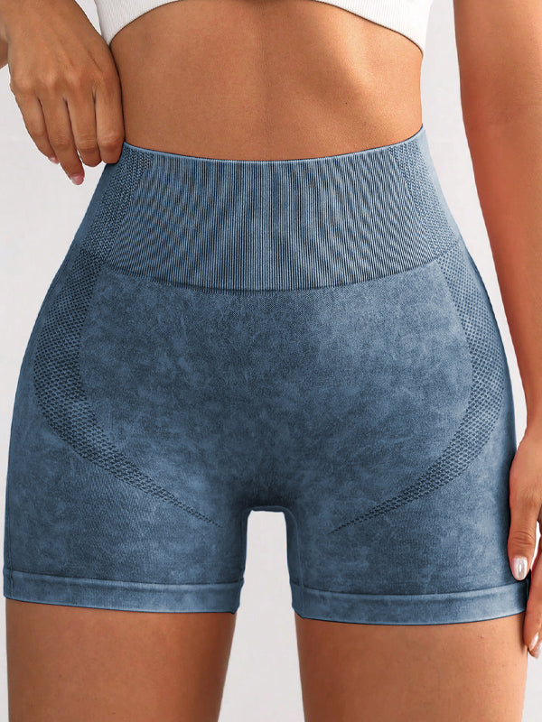BUYCO Female Frosting Denim Ruched Back Spandex Gym Fit Shorts
