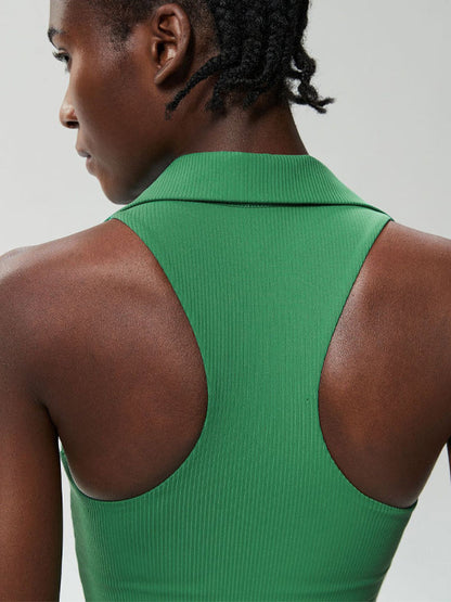 BUYCO Female Solid Color V-neck Ribbed Quick Dry Tank