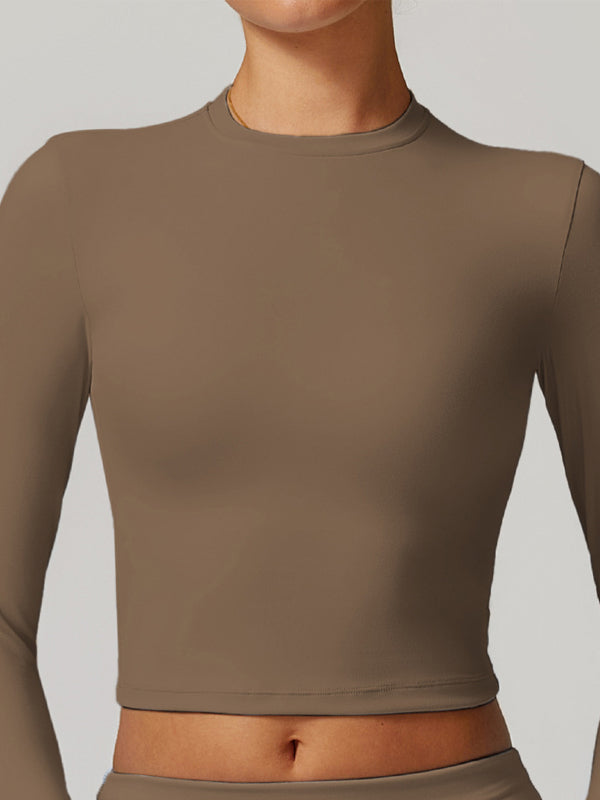 BUYCO Female Solid Color Quick Dry Elastic Tight Long Sleeves