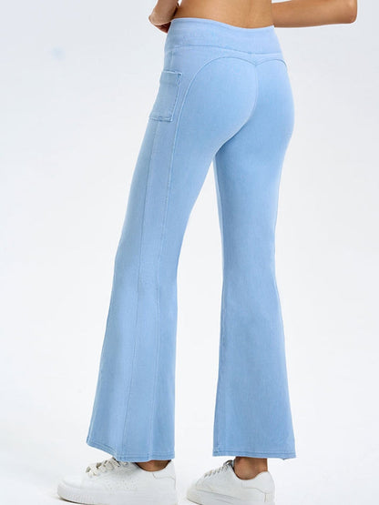 BUYCO Female Denim Pocket Button Flare Leggings