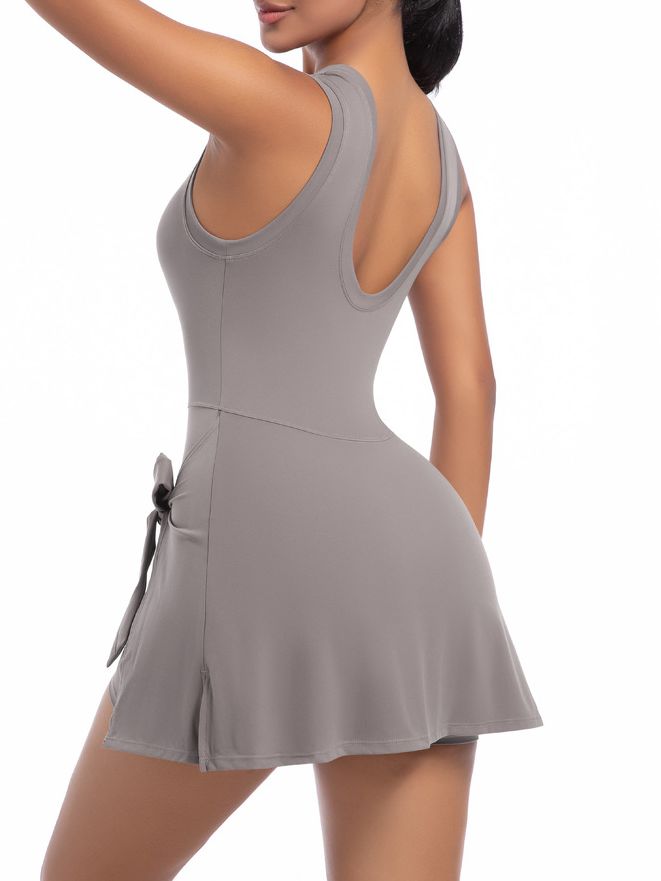 BUYCO Female Solid Color 2 in 1 Design Quick-dry Dress