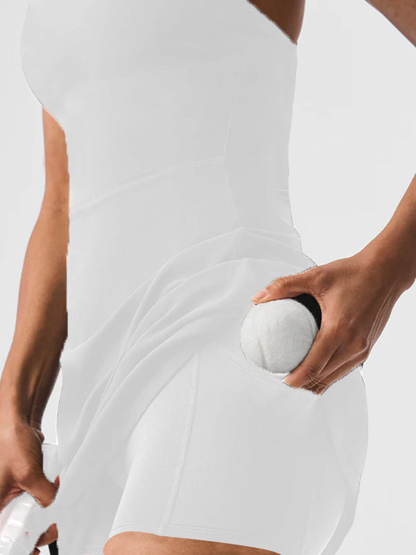 BUYCO Female Cross Back Hollow Out Quick-dry Dress