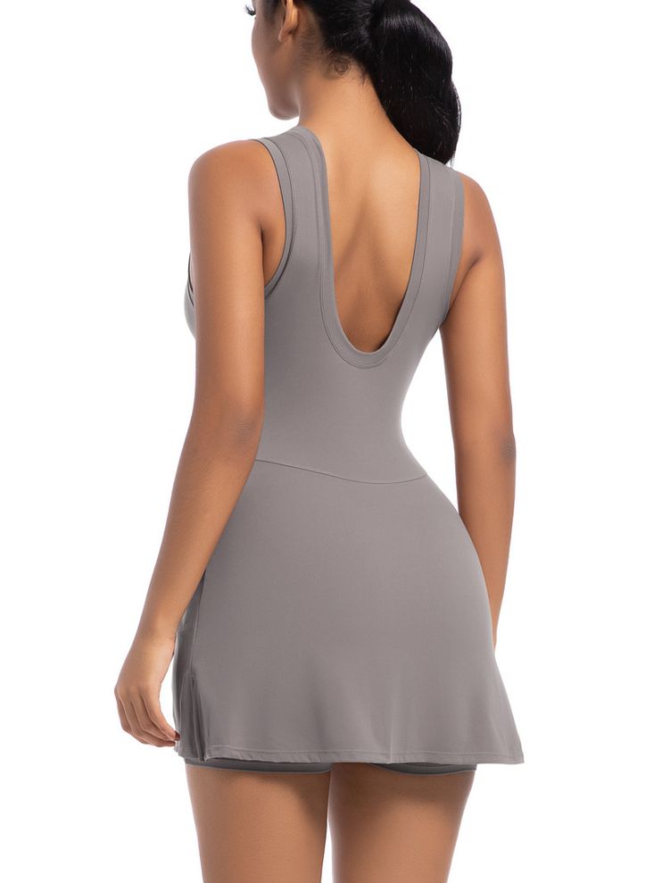 BUYCO Female Solid Color 2 in 1 Design Quick-dry Dress