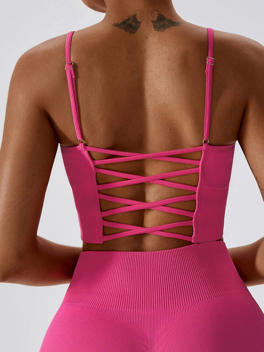 BUYCO Female Ribbed Cross Back Sports Bras