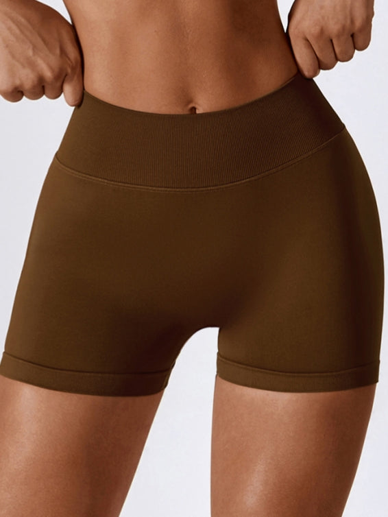 BUYCO Female Quick-dry V-shaped Waist Ruched Back Spandex Gym Fit Shorts