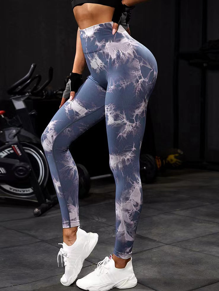 BUYCO Female New 22 Colors Modern Tie-dye Ruched Back Leggings