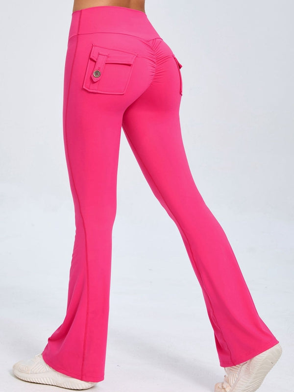 BUYCO Female Pocket Ruched Back Flare Cargo Leggings