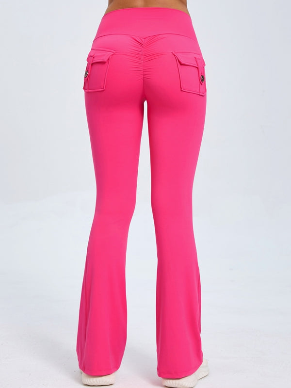 BUYCO Female Pocket Ruched Back Flare Cargo Leggings