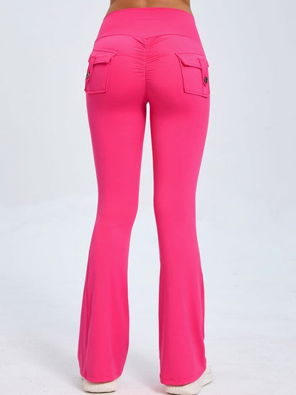 BUYCO Female Pocket Ruched Back Flare Cargo Leggings