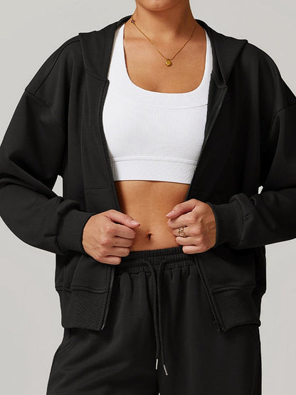 BUYCO Female Pocket Zipper Casual Hoodie