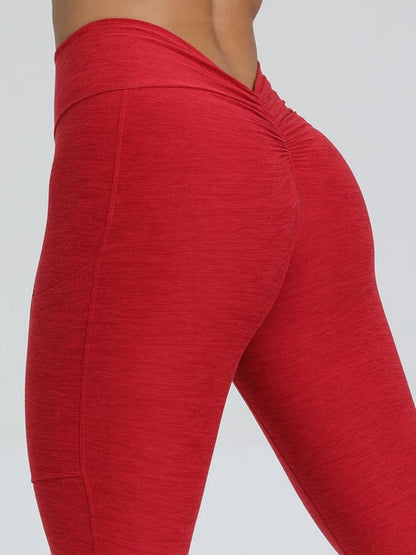 BUYCO Female Deep V Back Pocket Ruched Back Leggings
