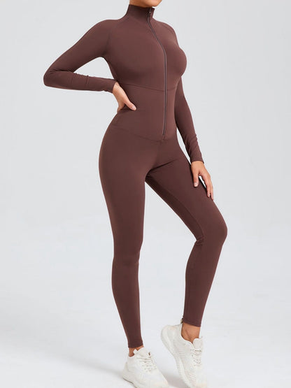BUYCO Female Zipper Stand Collar Long-Sleeved Jumpsuit