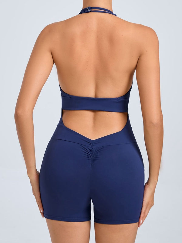 BUYCO Female Front Folds Backless Pocket Jumpsuit