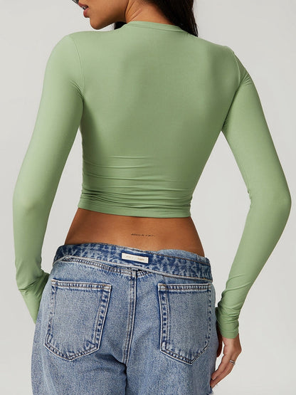 BUYCO Female Quick-dry Round Collar Long Sleeves