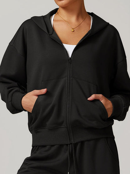 BUYCO Female Pocket Zipper Casual Hoodie