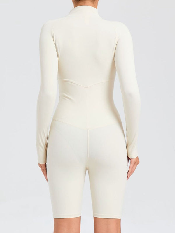 BUYCO Female Zipper Stand Collar Long-Sleeved Jumpsuit