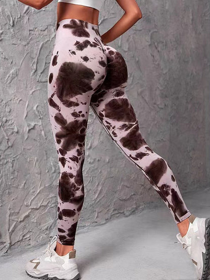 BUYCO Female New 22 Colors Modern Tie-dye Ruched Back Leggings