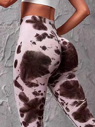 BUYCO Female New 22 Colors Modern Tie-dye Ruched Back Leggings