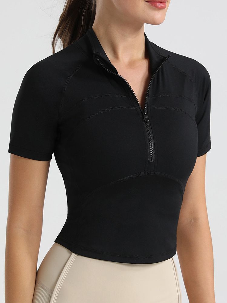 BUYCO Female Solid Color Zipper Quick Dry Tanks