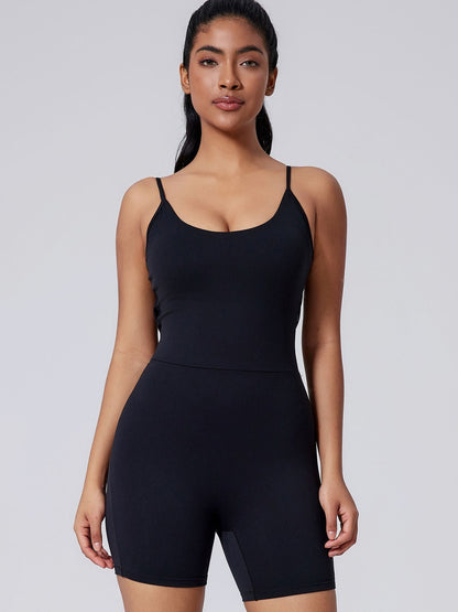 BUYCO Female Backless Solid Color Elastic Tight Romper