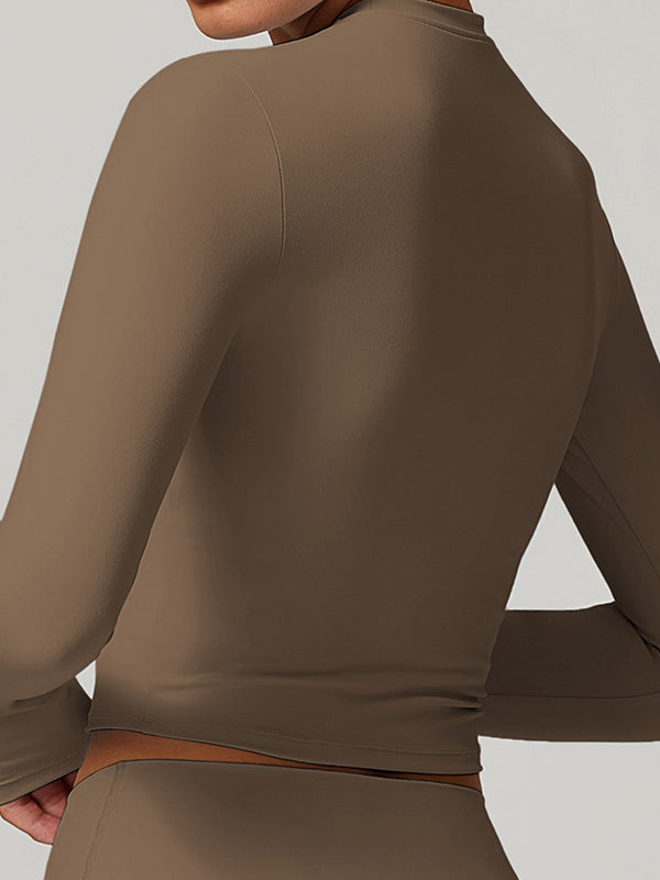 BUYCO Female Solid Color Quick Dry Elastic Tight Long Sleeves